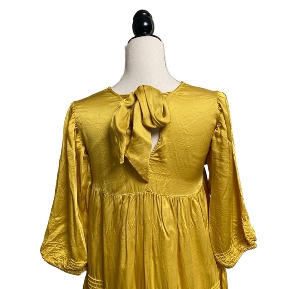 Cleobella Adelyn Mini Dress Chartreuse Yellow Boho Batwing Swing Small - Picture 11 of 16